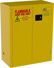 Jamco - 2 Door, 2 Shelf, Yellow Steel Double Wall Safety Cabinet for Flammable and Combustible Liquids - 44" High x 18" Wide x 34" Deep, Self Closing Door, 3 Point Key Lock, 28 Gal Capacity - Americas Tooling