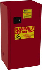 Jamco - 1 Door, 3 Shelf, Red Steel Double Wall Safety Cabinet for Flammable and Combustible Liquids - 35" High x 18" Wide x 23" Deep, Self Closing Door, 3 Point Key Lock, 24 Gal Capacity - Americas Tooling