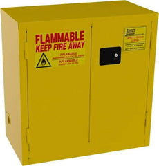 Jamco - 2 Door, 1 Shelf, Yellow Steel Double Wall Safety Cabinet for Flammable and Combustible Liquids - 35" High x 34" Wide x 18" Deep, Manual Closing Door, 3 Point Key Lock, 22 Gal Capacity - Americas Tooling