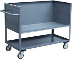 Jamco - 1,200 Lb Capacity, 2 Shelf, 3-Sided Steel Truck - 36" Long x 18" Wide x 40" High, 5" Diam Urethane Wheels - Americas Tooling