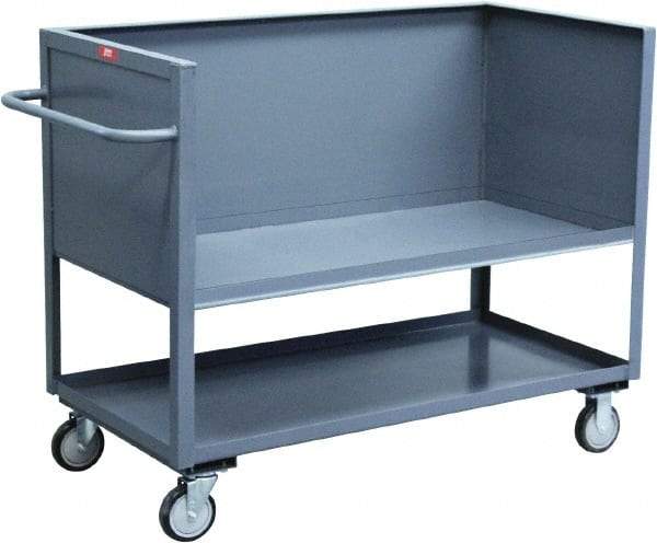 Jamco - 1,200 Lb Capacity, 2 Shelf, 3-Sided Steel Truck - 18" Long x 36" Wide x 44" High, 8" Diam Wheels - Americas Tooling