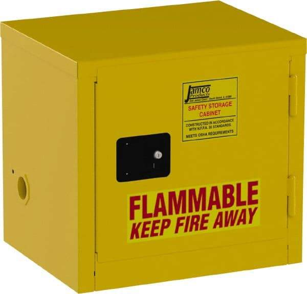 Jamco - 1 Door, Yellow Steel Double Wall Safety Cabinet for Flammable and Combustible Liquids - 22" High x 18" Wide x 23" Deep, Manual Closing Door, 3 Point Key Lock, 6 Gal Capacity - Americas Tooling