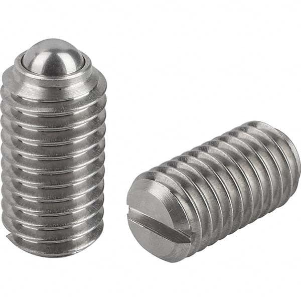 KIPP - 10-32, 3mm Ball Diam, 12mm Body Length, 0.9mm Max Ball Reach, Threaded Ball Plunger - Americas Tooling