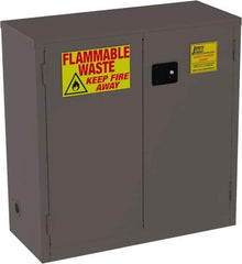 Jamco - 2 Door, 1 Shelf, Yellow Steel Double Wall Safety Cabinet for Flammable and Combustible Liquids - 44" High x 18" Wide x 43" Deep, Manual Closing Door, 3 Point Key Lock, 30 Gal Capacity - Americas Tooling