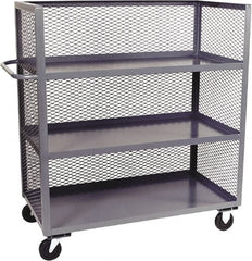 Jamco - 3,000 Lb Capacity, 3 Shelf, 3-Sided Steel Mesh Stock Truck - 24" Long x 36" Wide x 57" High, 6" Diam Phenolic Wheels - Americas Tooling