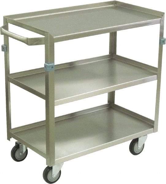 Jamco - 600 Lb Capacity, 36" Wide x 22" Long x 34" High Shelf Cart - 3 Shelf, Stainless Steel, 4 Swivel Casters - Americas Tooling