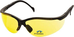 PYRAMEX - +1.5, Amber Lenses, Scratch Resistant, Framed Magnifying Safety Glasses - UV Protection, Adjustable Temples, Black Nylon Frame, ANSI Z87.1 - Americas Tooling