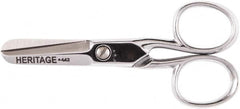 Heritage Cutlery - 1-1/2" LOC, 4-1/4" OAL Chrome Plated Standard Scissors/Shears - Right Hand, Steel Straight Handle, For Heavy Patterns, Layers of Material, Materials with Pins - Americas Tooling