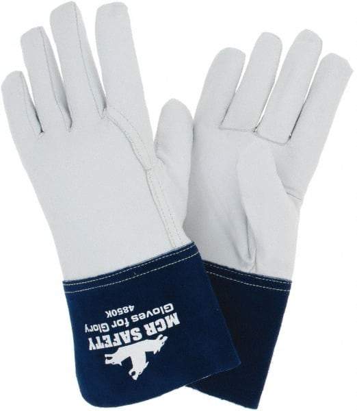 MCR Safety - Size 2XL Kevlar Lined Goatskin Welding Glove - White/Blue, Pair - Americas Tooling