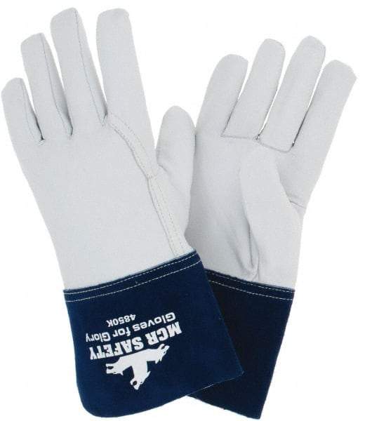 MCR Safety - Size XL Kevlar Lined Goatskin Welding Glove - White/Blue, Pair - Americas Tooling