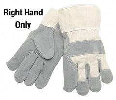 MCR Safety - Size L Cowhide General Protection Work Gloves - For Work & Driver, Uncoated, Safety Cuff, Blue/White, Right - Americas Tooling