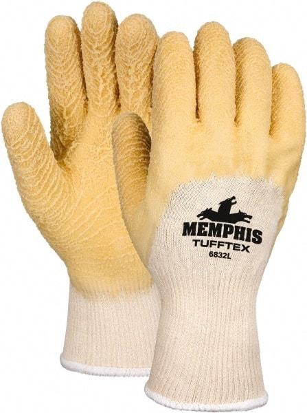 MCR Safety - Size S (7), 11" Long, 23 mil Thick, Supported, Latex Chemical Resistant Gloves - Textured Finish, Knit Lined, Yellow - Americas Tooling