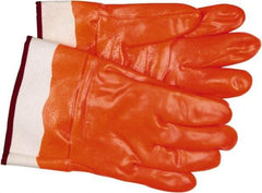 MCR Safety - Size L (9), 11-1/2" Long, 28 mil Thick, Supported, PVC Chemical Resistant Gloves - Smooth Finish, Fleece/Jersey Lined, Orange - Americas Tooling