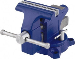 Irwin - 4-1/2" Jaw Width, 3" Opening Capacity, 2-3/8" Throat Depth, Steel Swivel Bench Vise - Bolt Down Base Attachment, Anvil - Americas Tooling