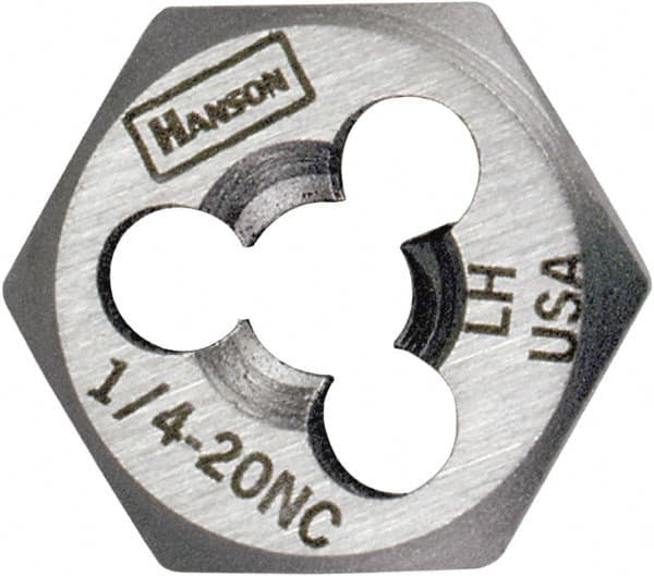 Irwin Hanson - 7/8-9 UNC Thread, 1-5/8" Hex, Left Hand Thread, Hex Rethreading Die - Carbon Steel, 7/8" Thick - Exact Industrial Supply