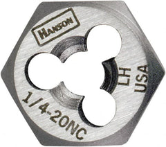 Irwin Hanson - 1-14 UNS Thread, 1-13/16" Hex, Left Hand Thread, Hex Rethreading Die - Carbon Steel, 1" Thick - Exact Industrial Supply