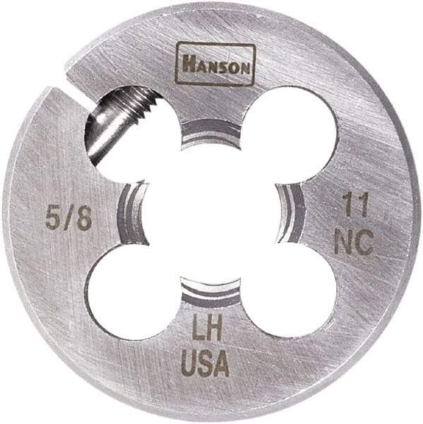 Irwin Hanson - 1-1/4 - 7 UNC Thread, 3" Outside Diam Carbon Steel Round Die - 1" Thick, Right Hand Thread, Adjustable - Exact Industrial Supply