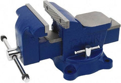 Irwin - 6" Jaw Width, 5" Opening Capacity, 3" Throat Depth, Steel Swivel Bench Vise - Bolt Down Base Attachment, Anvil - Americas Tooling