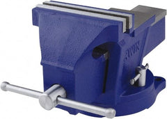 Irwin - 6" Jaw Width, 4-57/64" Opening Capacity, 3" Throat Depth, Steel Swivel Bench Vise - Bolt Down Base Attachment, Anvil - Americas Tooling