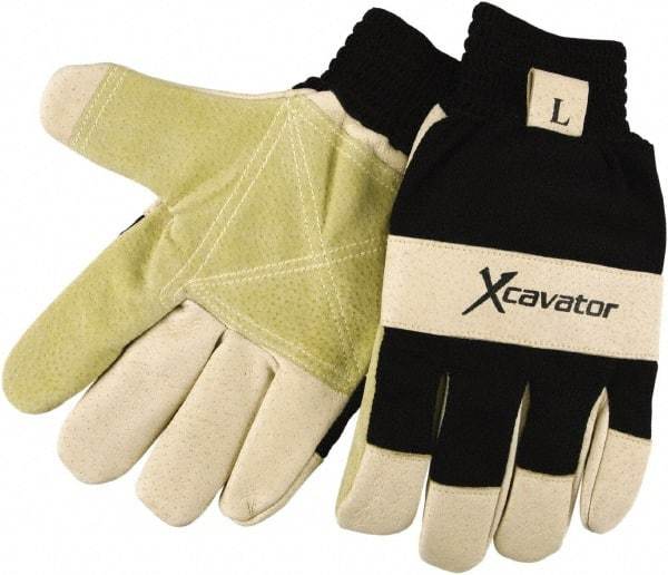 MCR Safety - Size S General Protection Work Gloves - For Work & Driver, Uncoated, Knit Wrist Cuff, Black/Hi-Vis Lime, Paired - Americas Tooling