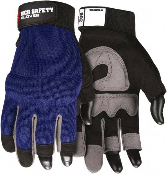 MCR Safety - Size S Synthetic Blend General Protection Work Gloves - For Work & Driver, Uncoated, Hook & Loop Cuff, Black/Blue, Paired - Americas Tooling