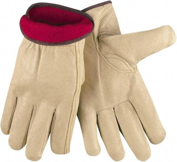 MCR Safety - Size M Cold Protection Work Gloves - For Work & Driver, Uncoated, Natural/Red, Paired - Americas Tooling