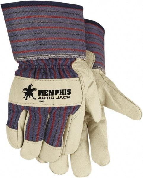 MCR Safety - Size M Pigskin Cold Protection Work Gloves - For Work & Driver, Uncoated, Safety Cuff, Black/Red, Paired - Americas Tooling