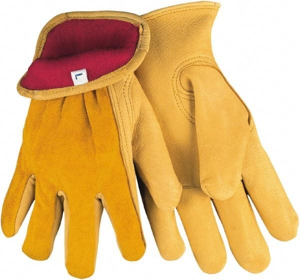 MCR Safety - Size XL Deerskin Cold Protection Work Gloves - For Work & Driver, Uncoated, Slip-On Cuff, Natural/Red, Paired - Americas Tooling