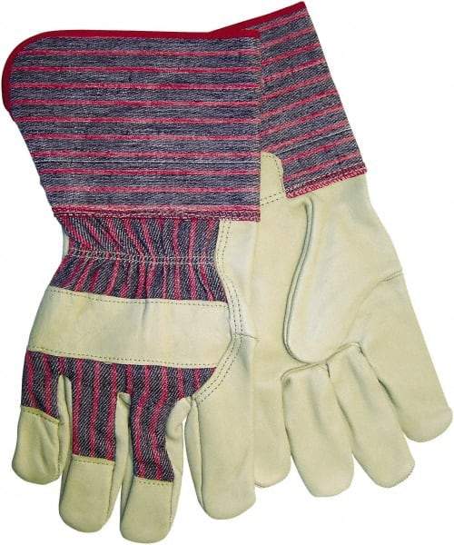 MCR Safety - Size L General Protection Work Gloves - For Work & Driver, Uncoated, Gauntlet Cuff, Blue/Red, Paired - Americas Tooling