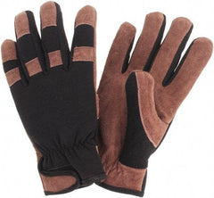 MCR Safety - Size M Cowhide General Protection Work Gloves - For General Purpose, Uncoated, Hook & Loop Cuff, Brown/Black, Paired - Americas Tooling