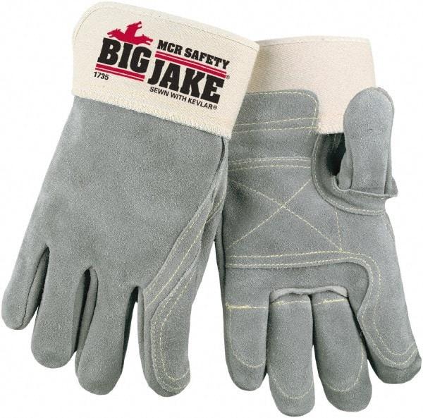 MCR Safety - Size M Cowhide General Protection Work Gloves - For General Purpose, Uncoated, Safety Cuff, Gray/White, Paired - Americas Tooling