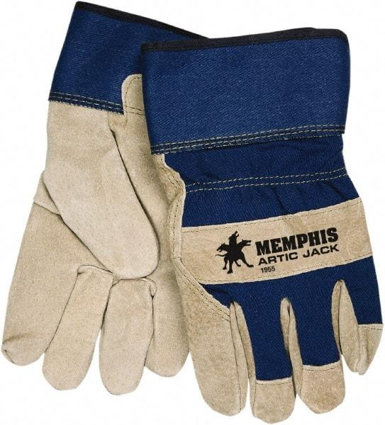 MCR Safety - Size XL Pigskin Cold Protection Work Gloves - For General Purpose, Uncoated, Safety Cuff, Blue/Natural, Paired - Americas Tooling