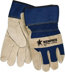 MCR Safety - Size M Pigskin Cold Protection Work Gloves - For General Purpose, Uncoated, Safety Cuff, Blue/Natural, Paired - Americas Tooling