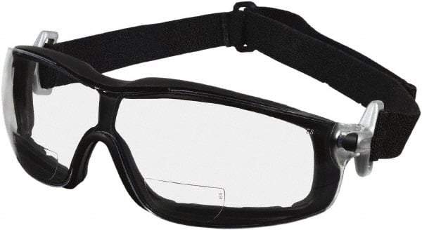 MCR Safety - +1.5, Clear Lenses, Scratch Resistant, Framed Magnifying Safety Glasses - Size Universal, Wrap Around, Black Frame - Americas Tooling