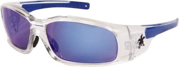 MCR Safety - Blue Mirror Lenses, Framed Safety Glasses - Scratch Resistant, Size Universal, Wrap Around - Americas Tooling