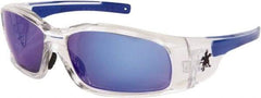 MCR Safety - Blue Mirror Lenses, Framed Safety Glasses - Scratch Resistant, Size Universal, Wrap Around - Americas Tooling