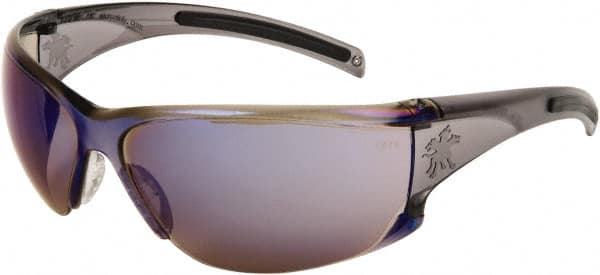 MCR Safety - Blue Mirror Lenses, Framed Safety Glasses - Scratch Resistant, Size Universal, Wrap Around - Americas Tooling