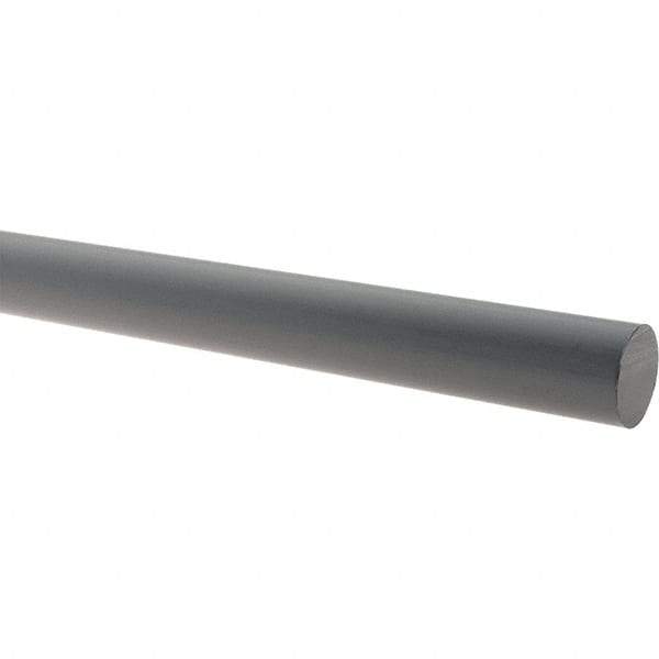 Made in USA - 5' Long, 3/8" Diam, CPVC Plastic Rod - Gray - Americas Tooling