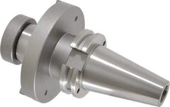 Accupro - CAT40 Taper Shank 1-1/2" Pilot Diam Shell Mill Holder - 2" Flange to Nose End Projection, 3/4-16 Lock Screw, Through-Spindle & DIN Flange Coolant - Exact Industrial Supply