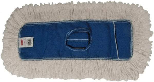 Rubbermaid - 24" Long x 5" Wide Cotton/Synthetic Dust Mop Head - Envelope Connection, Blue, Cut-End Head, Launderable - Americas Tooling