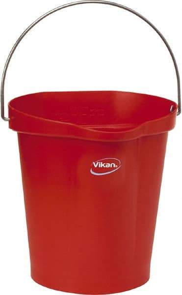 Vikan - 3 Gal, Polypropylene Round Red Single Pail with Pour Spout - Handle Included - Americas Tooling