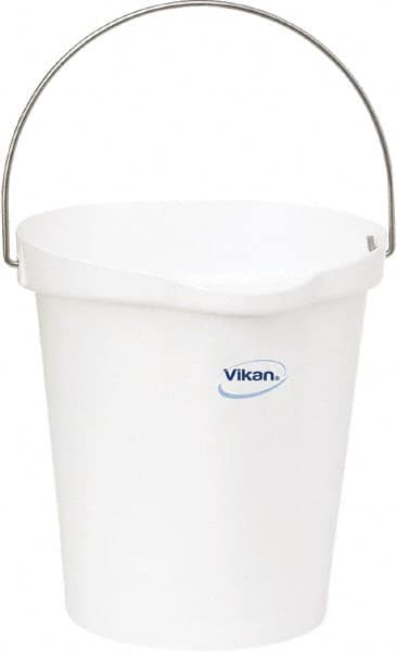 Vikan - 3 Gal, Polypropylene Round White Single Pail with Pour Spout - Handle Included - Americas Tooling