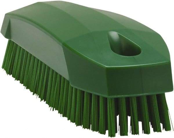 Vikan - 0.7" Bristle Length, Polyester Scrub Brush - 1-1/2" Wide Head, 4-1/2" OAL, Green, Polypropylene Block - Americas Tooling