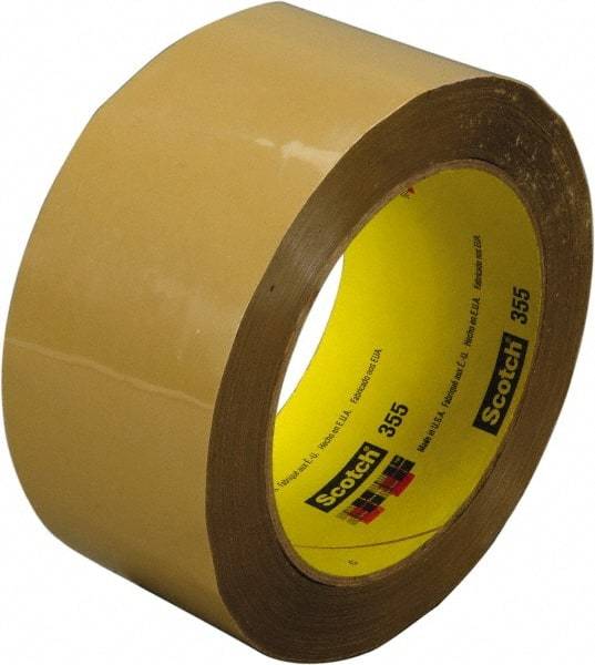 3M - 72mm x 50m Tan Rubber Adhesive Sealing Tape - Polyester Film Backing, 3.4 mil Thick, 67 Lb Tensile Strength, Series 355 - Americas Tooling