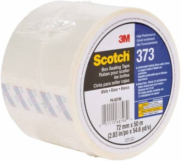 3M - 72mm x 50m White Sealing Tape - 2.5 mil Thick, 30 Lb Tensile Strength, Series 373 - Americas Tooling