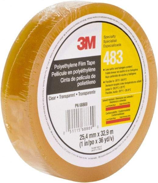 3M - 36 Yds. x 1", Clear Polyethylene Film Tape - 483 Series, 5 mil Thick, 10 Lb./Inch Tensile Strength - Americas Tooling