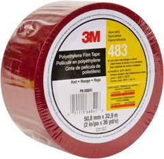 3M - 36 Yds. x 1", Red Polyethylene Film Tape - 483 Series, 5 mil Thick, 10 Lb./Inch Tensile Strength - Americas Tooling