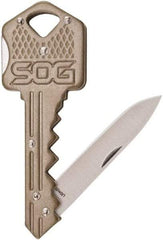 SOG Specialty Knives - 1-1/2" Blade, Straight Drop Point Folding Knife - 2-1/2" Closed Length, Stainless Steel - Americas Tooling