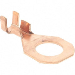 Import - 12-10 AWG Noninsulated D Shaped Ring Terminal - 3/8" Stud, Brass Contact - Americas Tooling