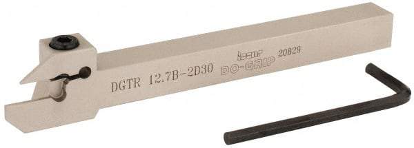 Iscar - 0.591" Max Depth of Cut, 0.075" Min Groove Width, 5-1/2" OAL, Right Hand Indexable Grooving Cutoff Toolholder - 1/2" Shank Height x 1/2" Shank Width, DG. 1../DG. 2.. Insert Style, DGT Toolholder Style, Series Do Grip - Americas Tooling